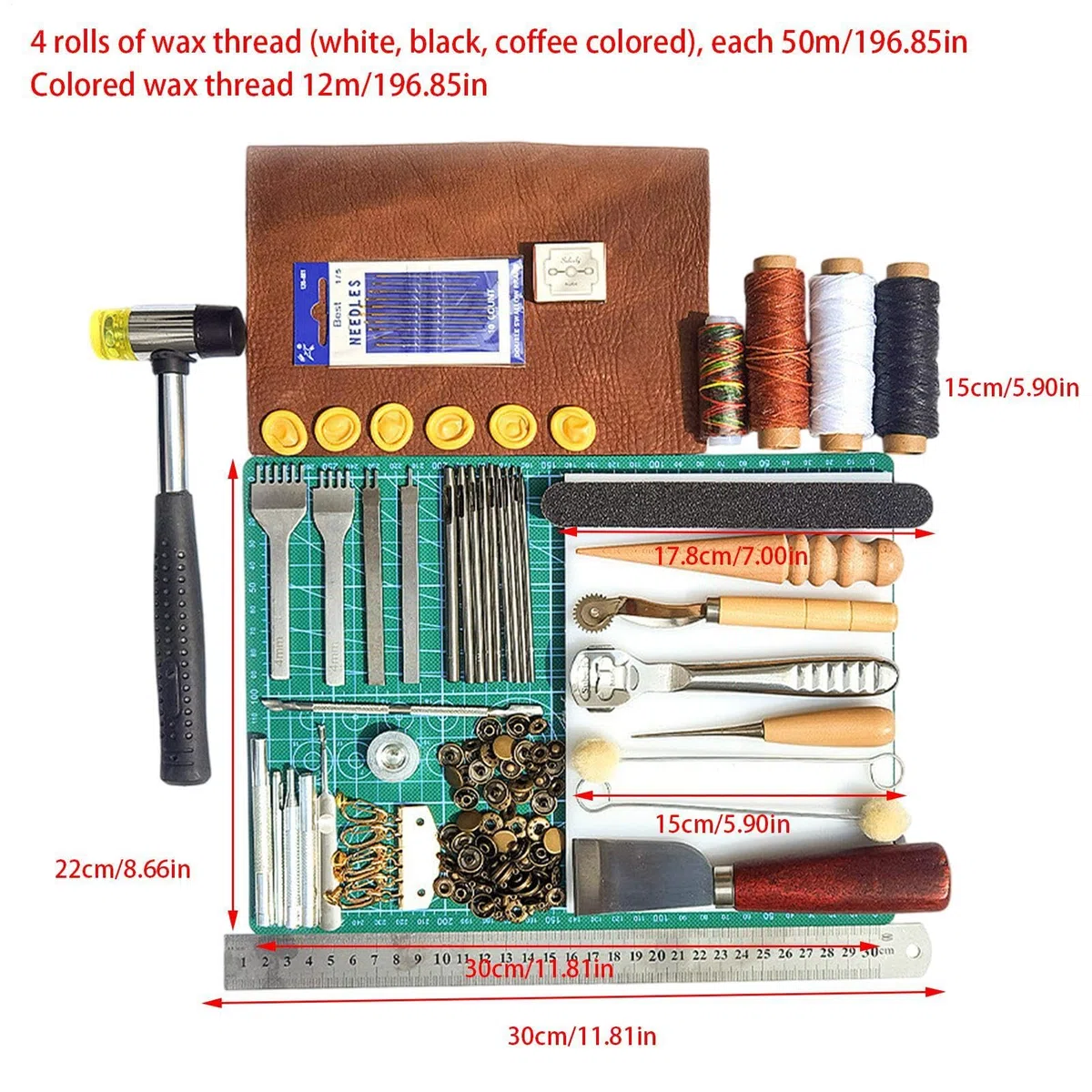 Herramientas Para Marroquinería - Kit Completo De Herramientas Manuales | Juego Versátil Para Coser, Grabar Y Decorar Cuero, Perfecto Para Artesanos Y Proyectos De Bricolaje.