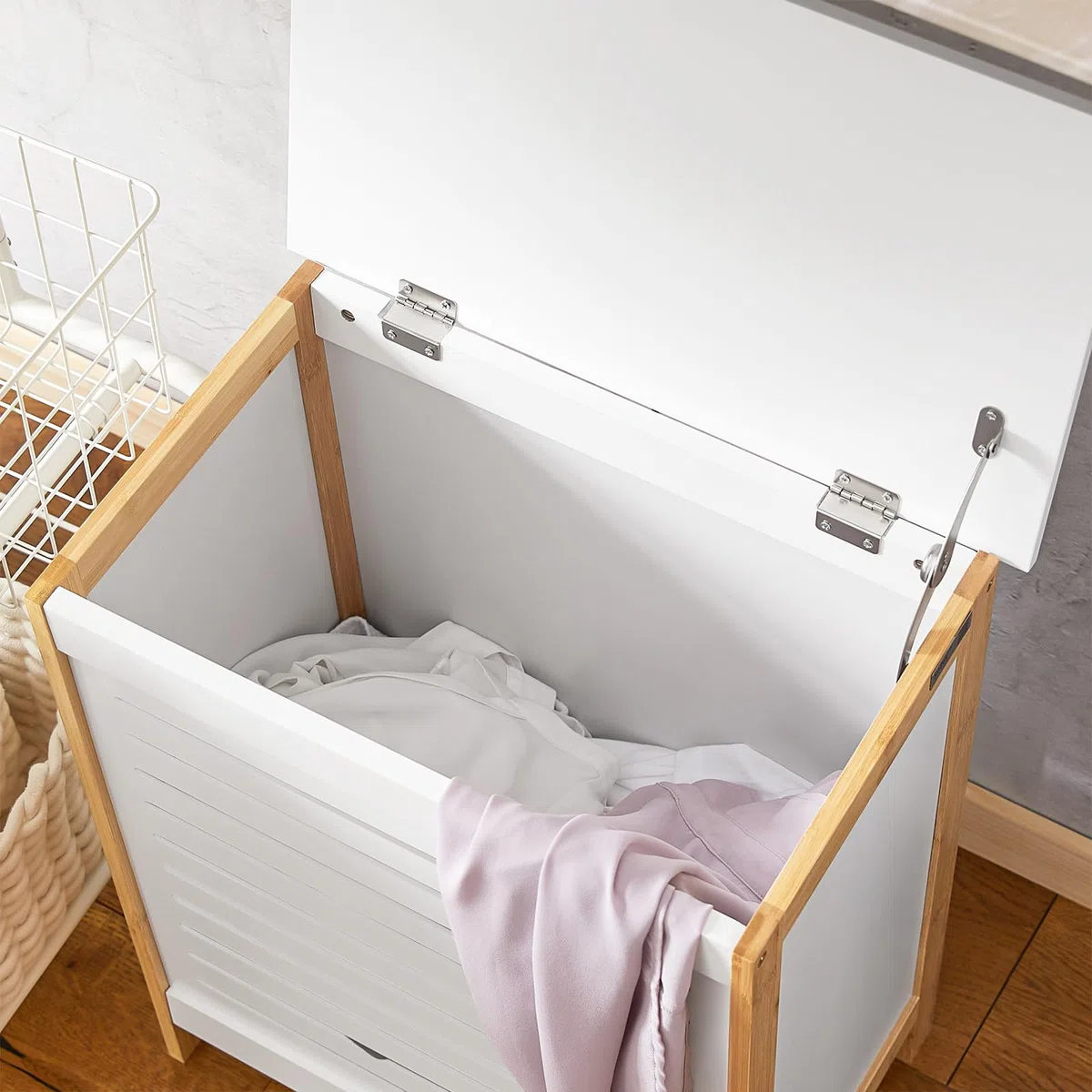 SoBuy Cesto para la Colada,Canasto para la Ropa Sucia,Amario para Baño,FSS66-WN,ES