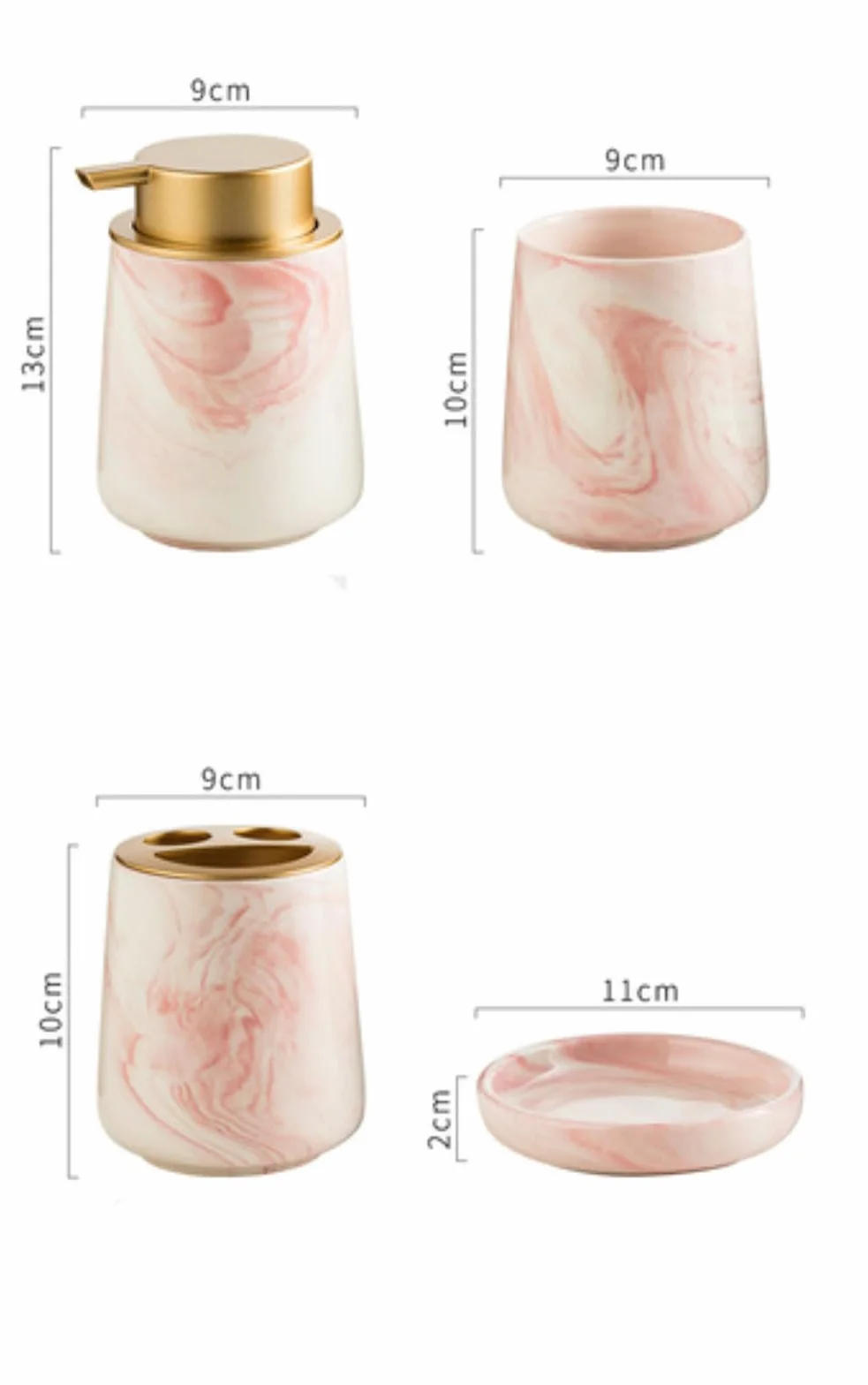 Juego de accesorios de baño de mármol de cerámica, soporte para cepillos de dientes, vaso, jabonera, dispensador, decoración moderna de tocador