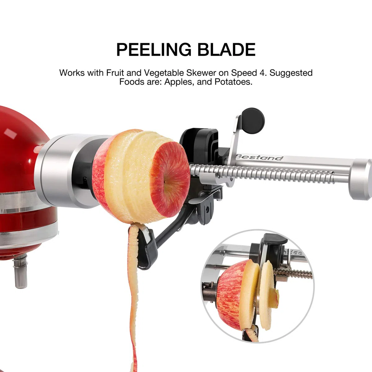 Accesorio en espiral compatible con batidora de pie KitchenAid, viene con pelar, núcleo y rebanada, no accesorio en espiral de la marca KitchenAid (5 cuchillas)