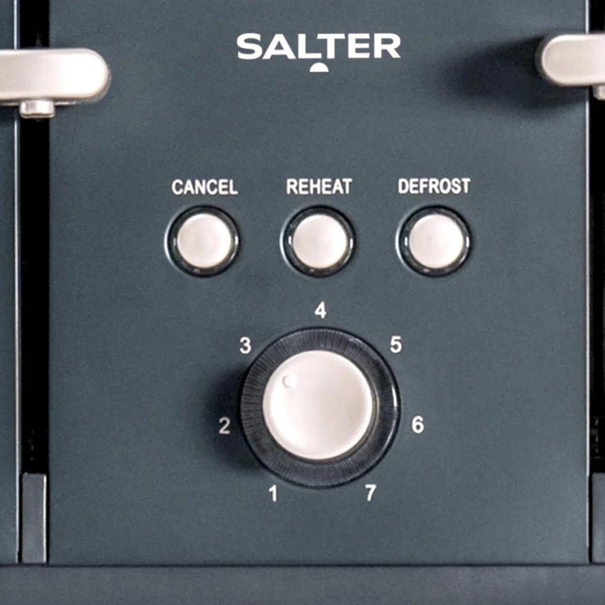 Salter Marino Tostadora de 4 ranuras anchas, 1850 W | 7 niveles tostado, descongelar/recalentar/cancelar, guías autocentrantes, antiatasco, bandeja recogemigas extraíble