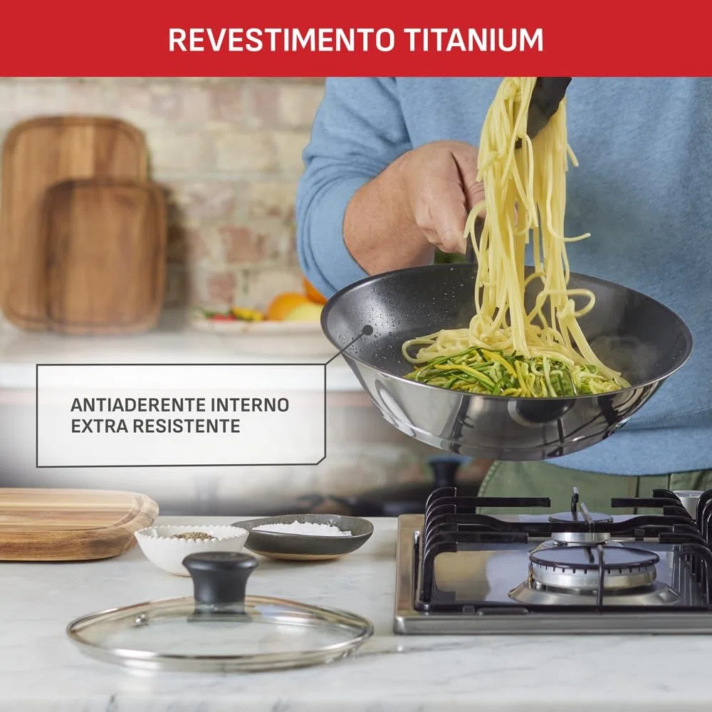 Tefal Jamie Oliver Quick & Easy E3031944 - Wok de inducción (acero inoxidable, 28 cm), color plateado