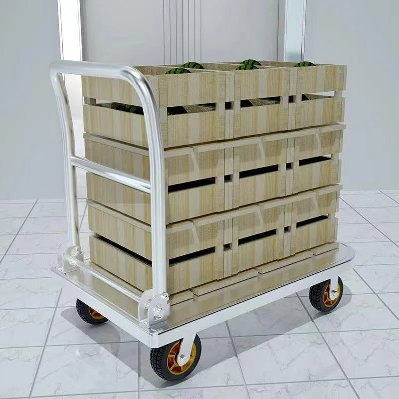 Carro de transporte de acero inoxidable para camiones de alimentos y remolques, carrito de plataforma versátil para catering y eventos al aire libre