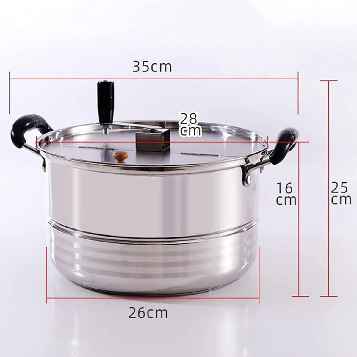 Olla para palomitas de maíz mezclada Manual, Máquina de palomitas de gas para estufa, Máquina de palomitas manual antiadherente comercial de acero inoxidable
