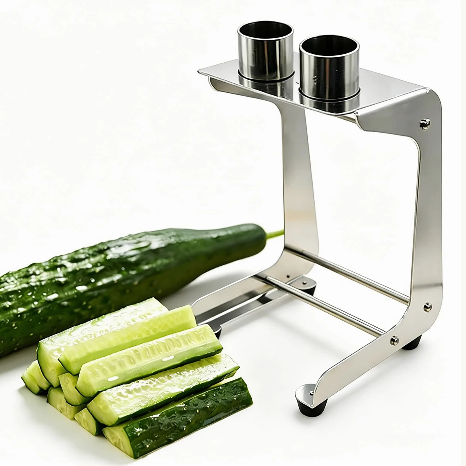 Cortador de pepino para sushi, máquina de palitos de zanahoria con 3 cuchillas, acero inoxidable 304, diseño en ángulo, para ensaladas, preparación de comidas