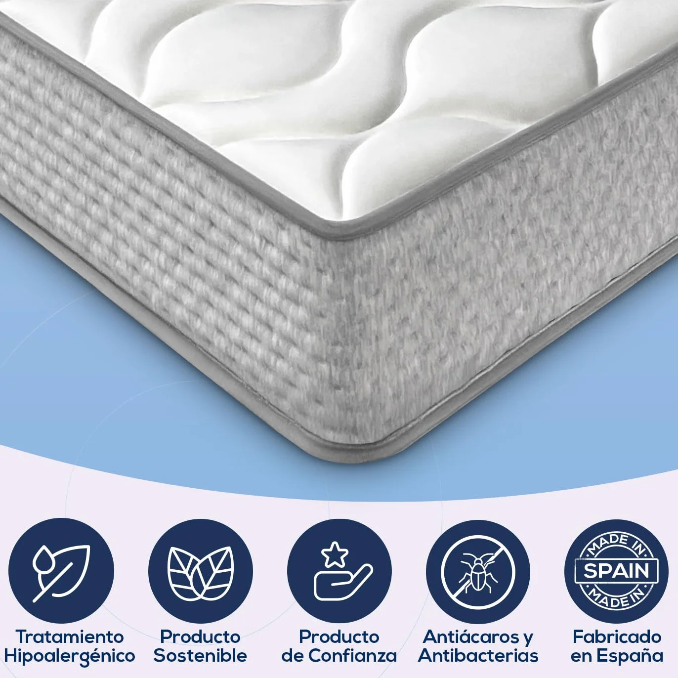 Duérmete Online - Pack Colchón Viscoelástico Marko Reversible + Canapé Madera Abatible Gran Capacidad | Color Cambria 135 x 190
