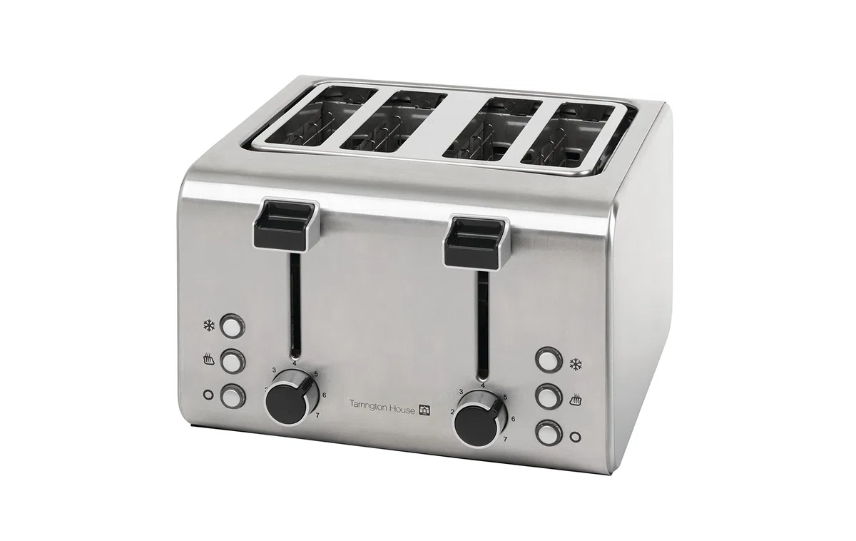 Tarrington House TA4170N - Tostadora para 4 rebanadas (1600 W, función de descongelación, repostería e interrupción, compartimento para migas, grado de tostado ajustable, almacenamiento de cables)