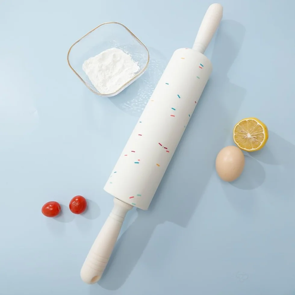 Rodillo de silicona para hornear, herramienta de cocina doméstica, accesorio antiadherente para hornear, 31 x 4,3 cm, fácil de limpiar, perfecto para galletas y pastelería