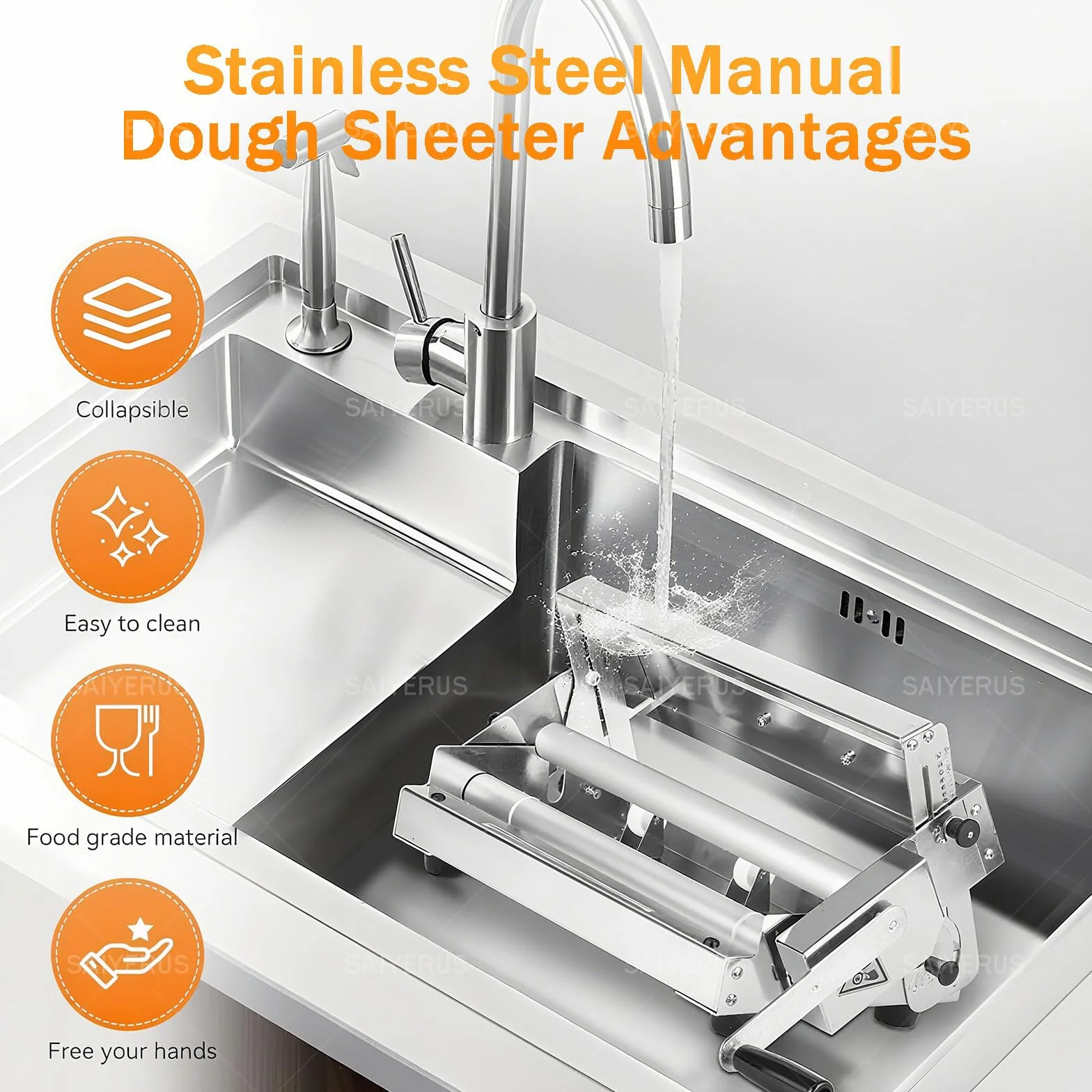 Máquina laminadora de Masa Manual, Prensa laminadora de Masa Plegable de Acero Inoxidable, Rodillo para Masa de Croissants, Pasteles daneses, Pizzas, Equipo de panadería Profesional.