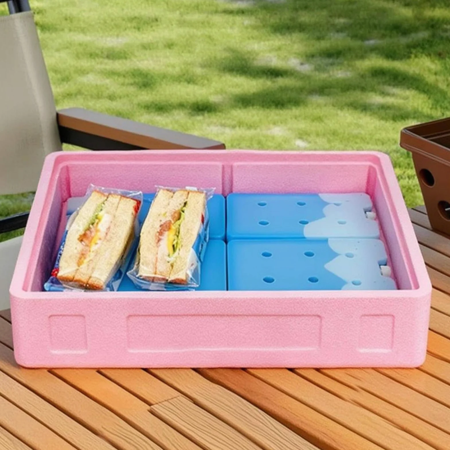 Amagogo Contenedor Aislado de Comida para Conservación Térmica Caja Portátil Rectangular con Cuerpo y Tapa Visible Ligero Adecuado para Buffet Entrega Cocina Catering, Naranja