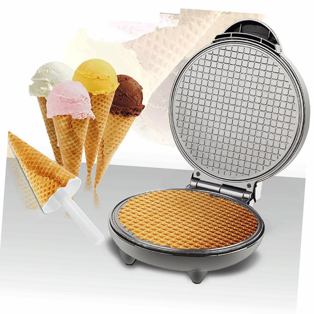 Máquina para Hacer Rollitos de Huevo Waflera Hogar Crepera Eléctrica de Helado Máquina para Hacer de Helado