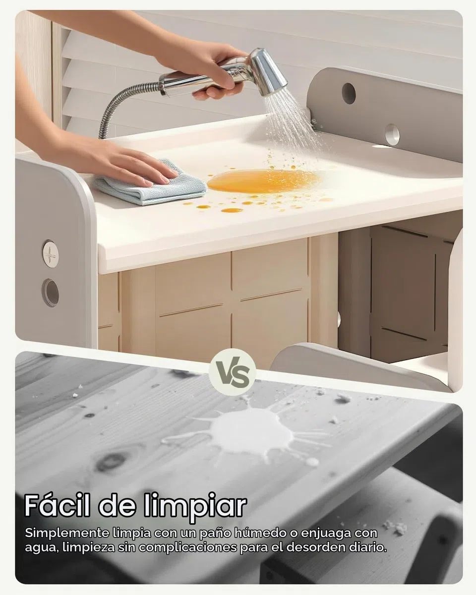 Mesa y Silla para Niños, Mesa de Actividades con Superficie Inclinada para Dibujar, Leer, Escribir y Jugar(Gris)