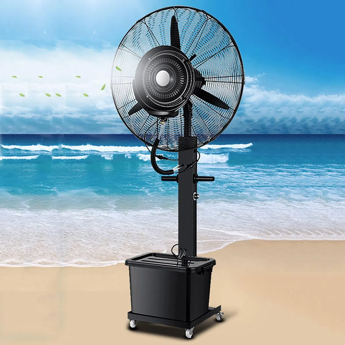 Ventilador de nebulización oscilante comercial para refrigeración al aire libre en patios, restaurantes, garajes, gimnasios y talleres con 3 ajustes de velocidad