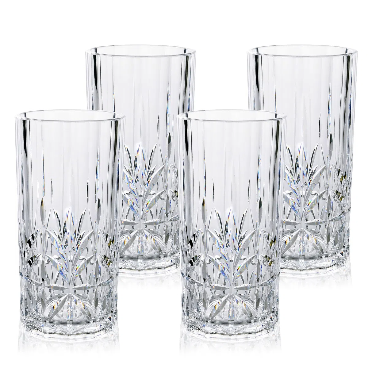 BELLAFORTE Vasos altos de plástico Tritan inastillable, juego de 4, 18 onzas, vasos de Myrtle Beach, vasos irrompibles para fiestas, sin BPA, transparente