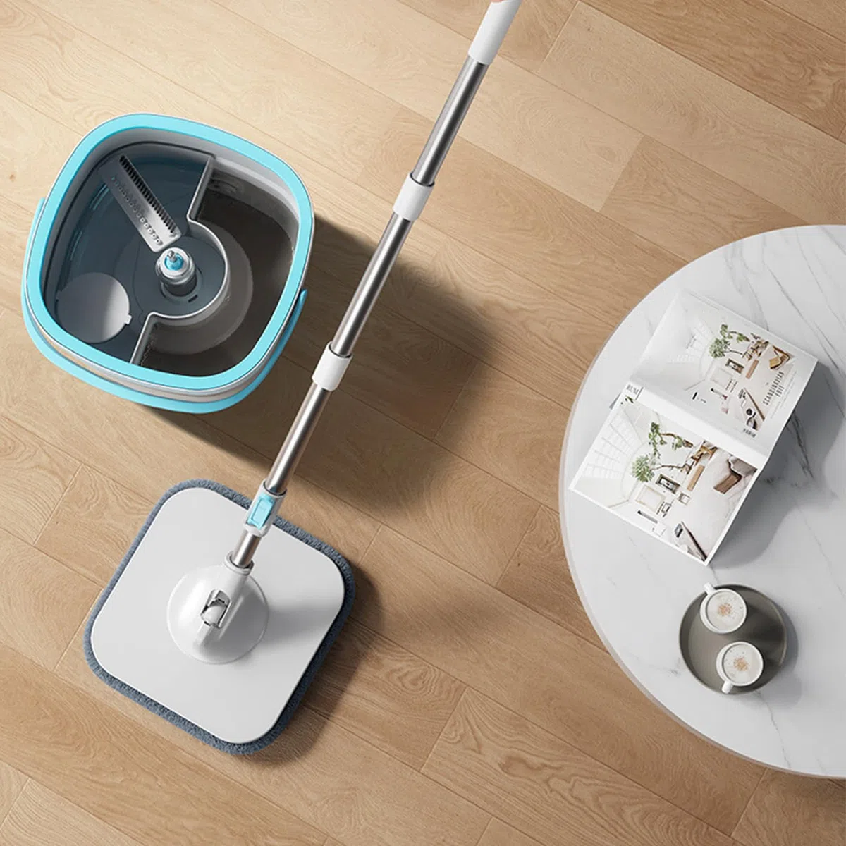 Juego De Fregona Y Cubo Herramientas Para Limpieza De Suelos Con Separación | Cubo Con Escurridor Para Fregona Para Dormitorio Sala De Estar Comedor Cocina Baño Estudio