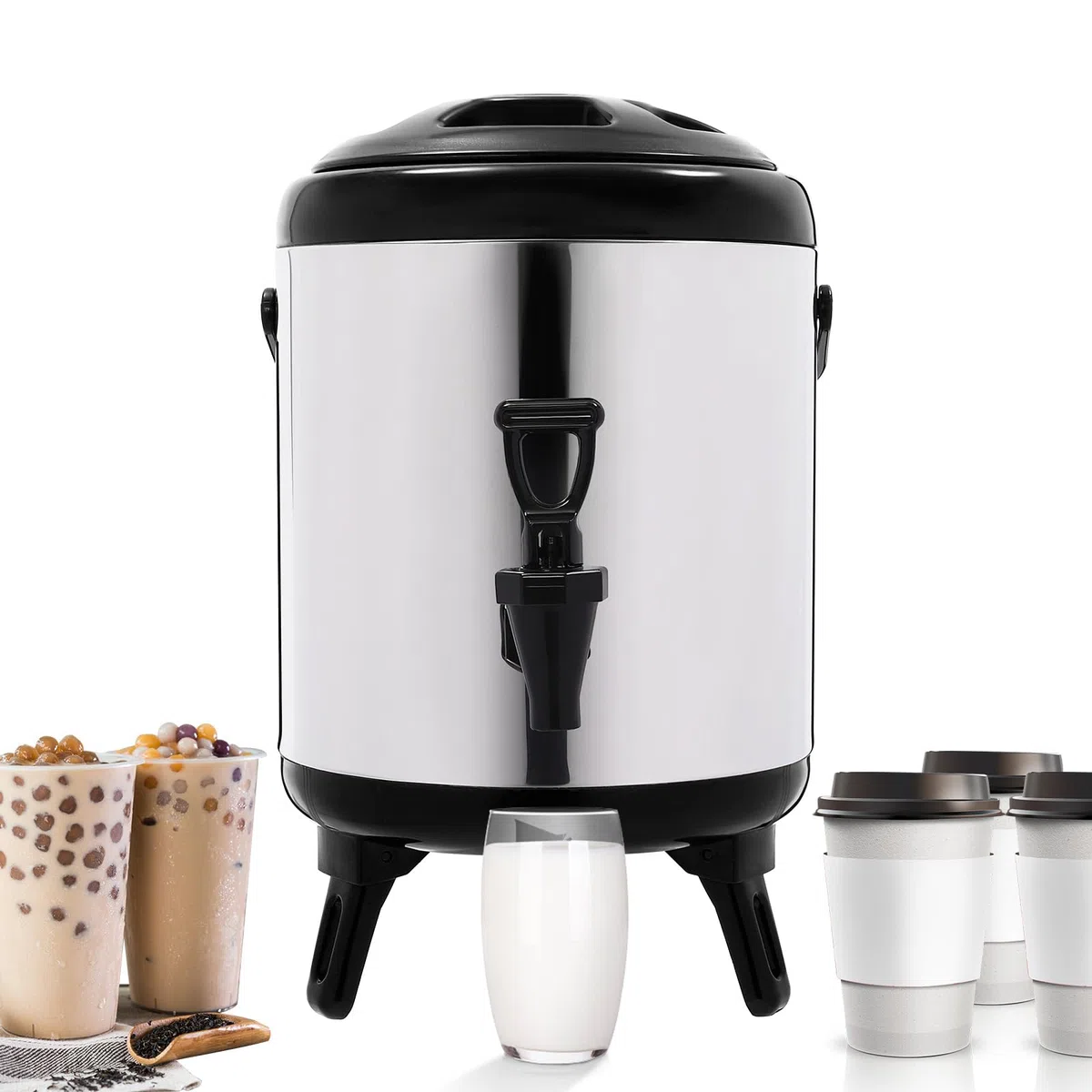 Dispensador de bebidas aislado de acero inoxidable con grifo, urna de catering, cubo térmico para agua caliente, té, café, fiesta