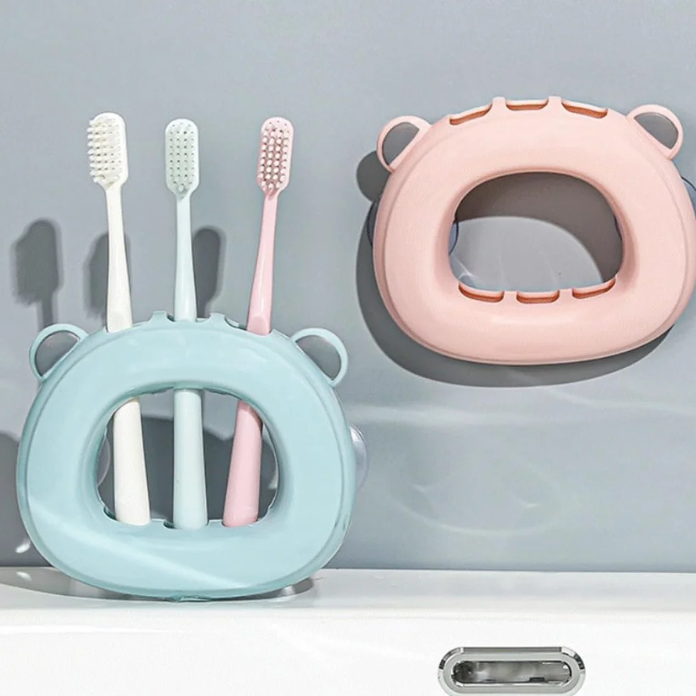 Portacepillos De Dientes para Baño Y Ducha Soporte For Cepillo De Dientes con Ventosa Montada En La Pared, Estante Almacenamiento For El Baño, Escurridor Cepillos(Grey)