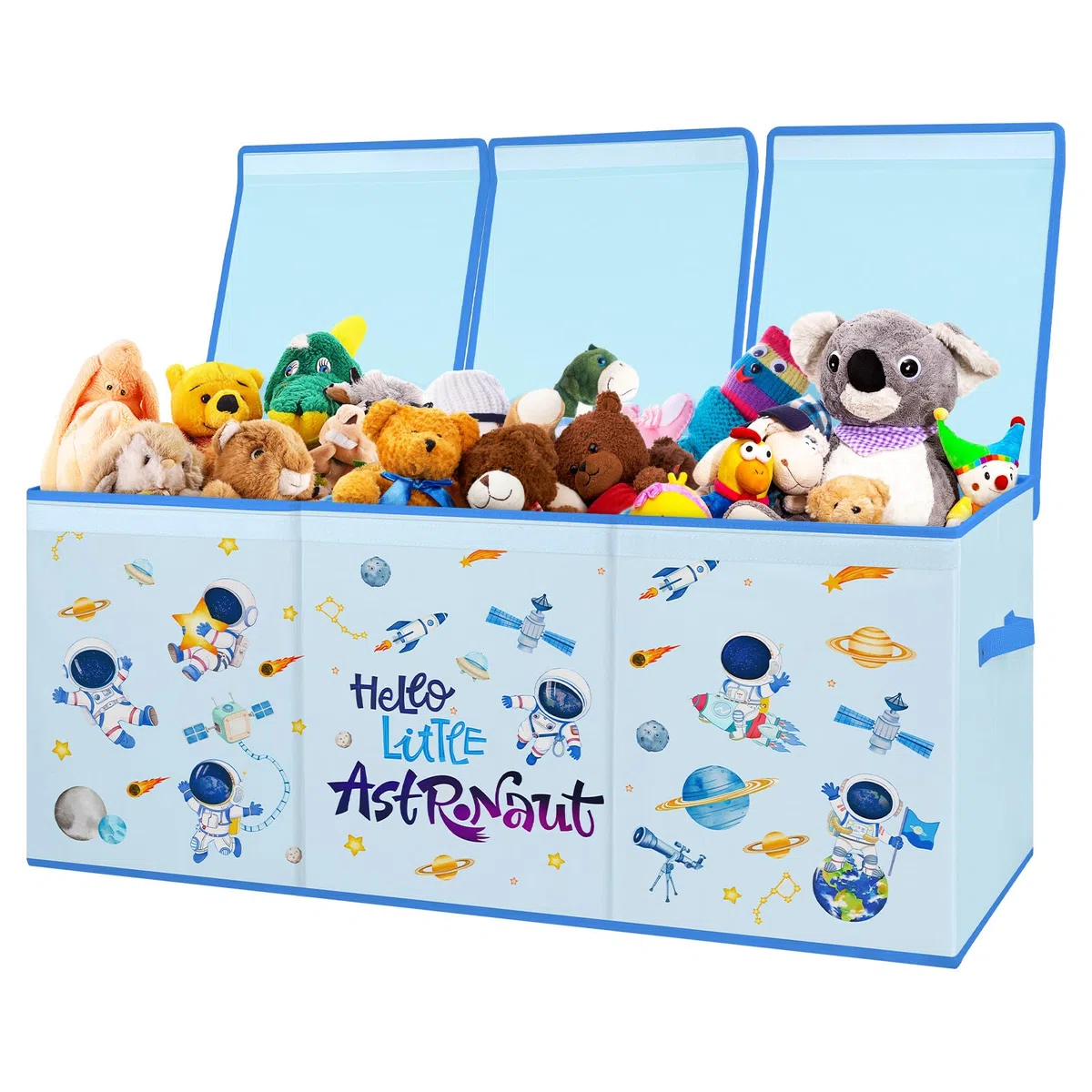 decalsweet Caja de Juguete Extra Grande con Tapa Abatible, Caja Almacenaje Oxford Plegable con Asa para Niños Niñas, Baúl Juguetes y Almacenamiento Impermeable Resistente, 96×32×40(Planeta Astronauta)