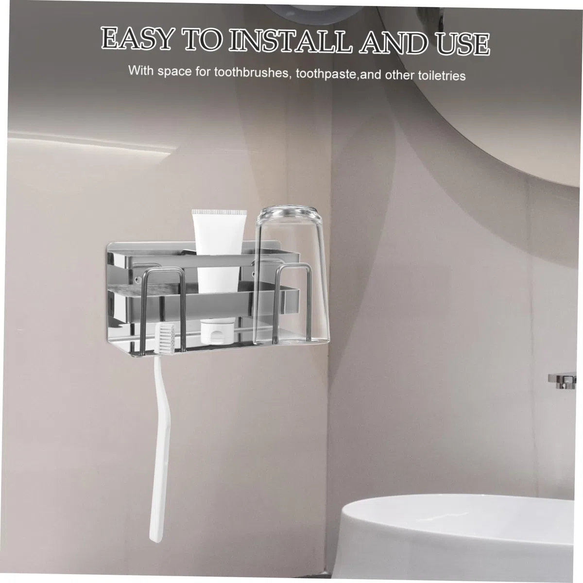 Amosfun 4piezas Soporte De Cepillos De Dientes Inoxidable Organizador Montaje Pared Sin Perforación Estante para Cepillos y De Dientes Accesorio Elegante y para Baños