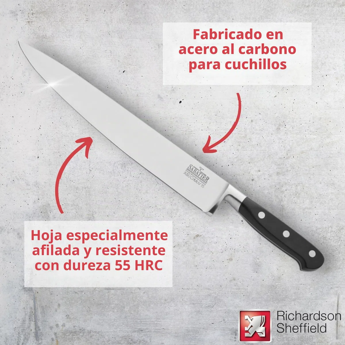 RICHARDSON SHEFFIELD V SABATIER Bloque Juego Verduras, deshuesar, Cuchillo de Chef, Tenedor de trinchar, Afilado, etc Plástico Cromo-molibdeno-vanadio, Madera Acero Inoxidable, Multicolor, talla única
