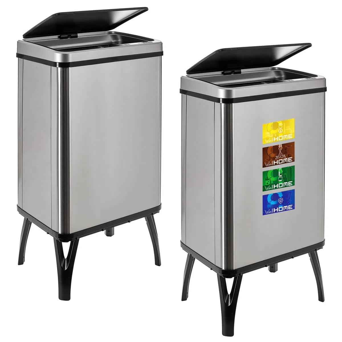 Well Home MOBILIARIO & DECORACIÓN 2 Cubos de Basura Inteligente de 40L c/u, Alto: 71,5 (x35,5x26), Gris con Etiquetas magnéticas