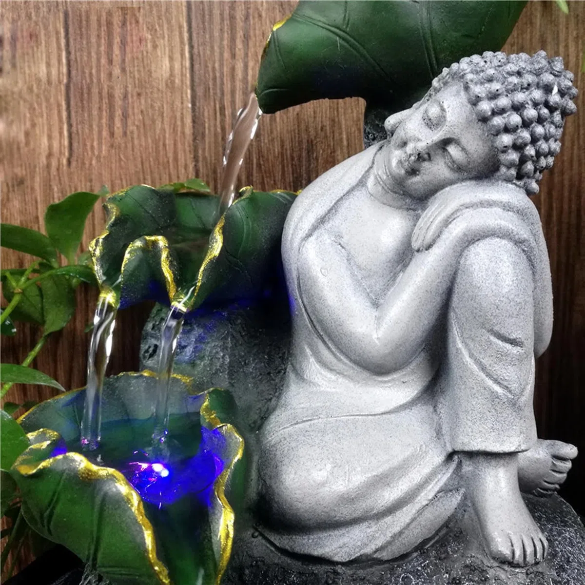Fuentes de Mesa con Buda Sentado en Interiores: Pequeña Fuente de meditación Zen para Escritorio, Cascada de Agua para la Oficina en casa, Sala de Estar o Dormitorio,Gris,Buddha C