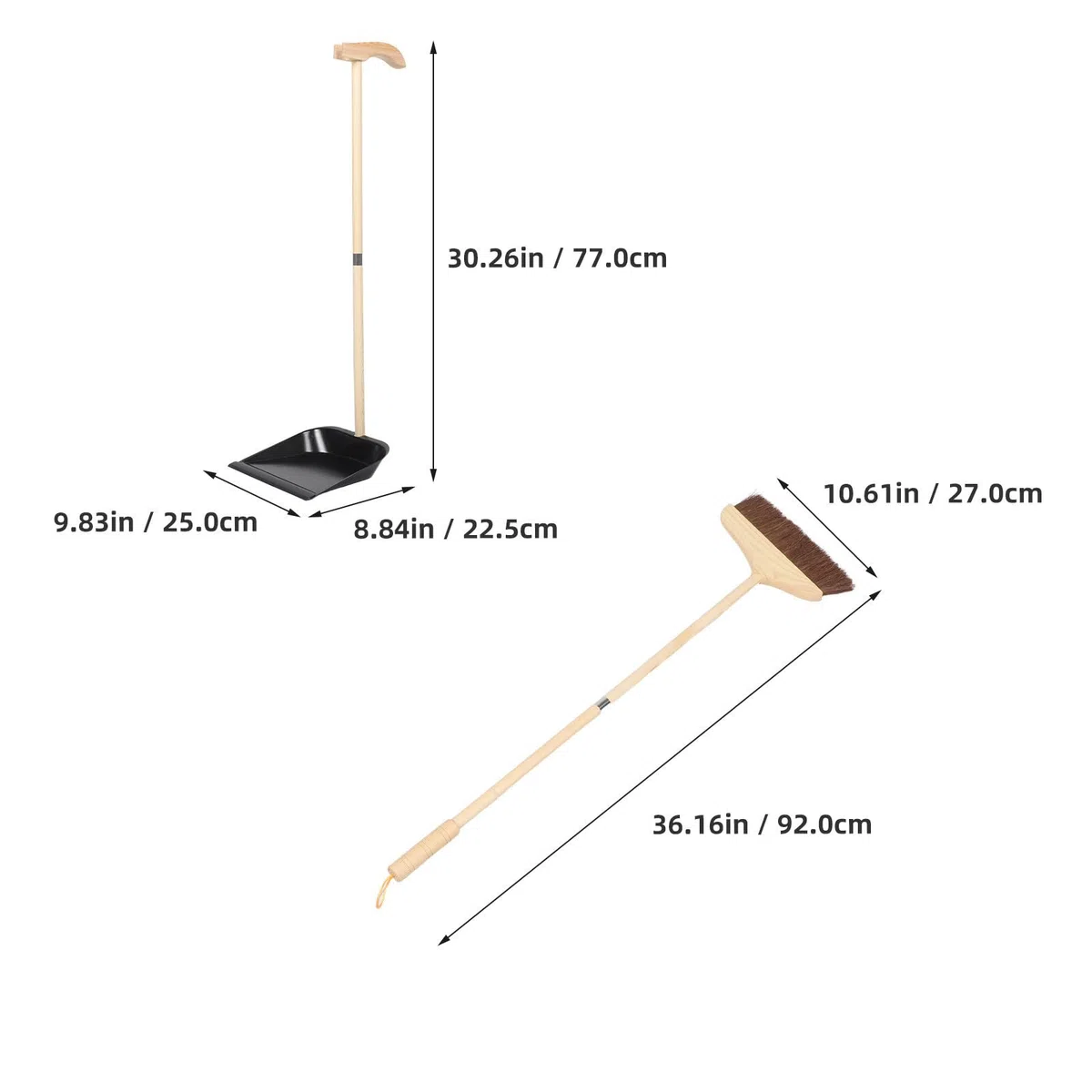 GALPADA Juego de Escoba y Recogedor Mango Desmontable de Madera y Cerdas Suaves para Limpieza Diaria del Hogar y Suelos, Herramienta y Cómoda