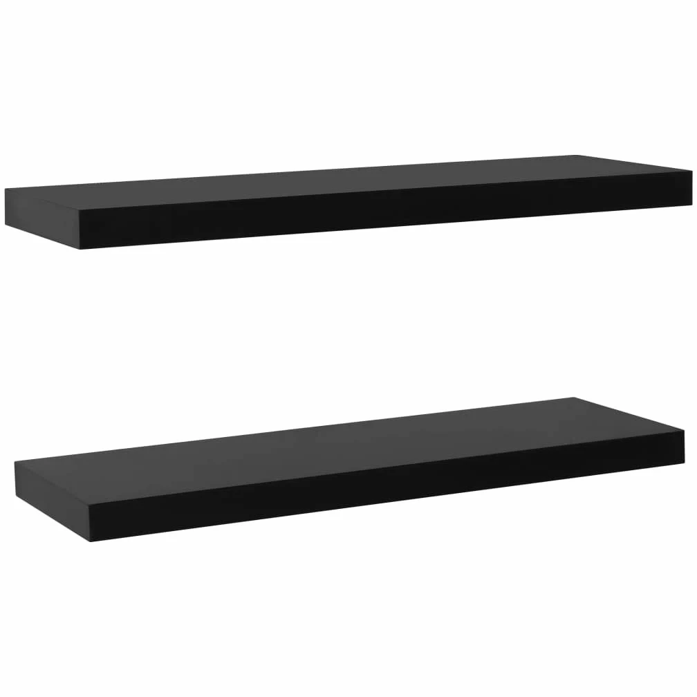 Juego de estanterías flotantes de madera de densidad media, color negro, 100 x 20 x 3,8 cm, con montaje invisible para salón, oficina y baño