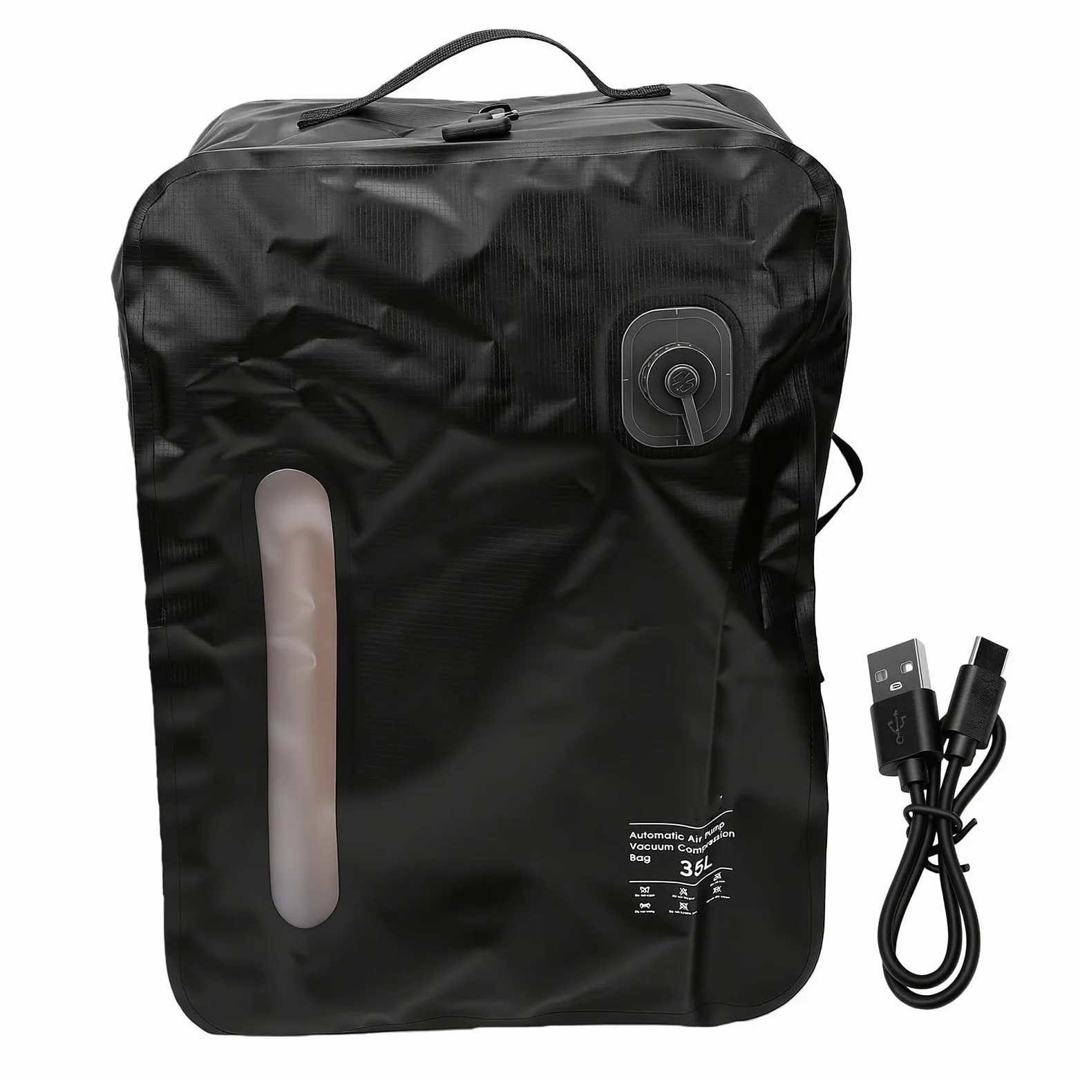 Duokon Bolsas de Vacío para Viajes, Cubos de Embalaje de Compresión Reutilizables de 35L, Bolsas Selladas para Maleta de Mano y Mochila de Viaje (BLACK)