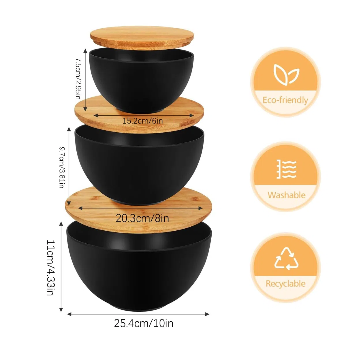 Bol Para Ensalada Con Tapa Encuentables Para Cocina | Ensaladeras Anidables Para Cocina Preparación Y Servicio De Comidas Ensalada Snacks Pan Sopa Frutas Verduras Con