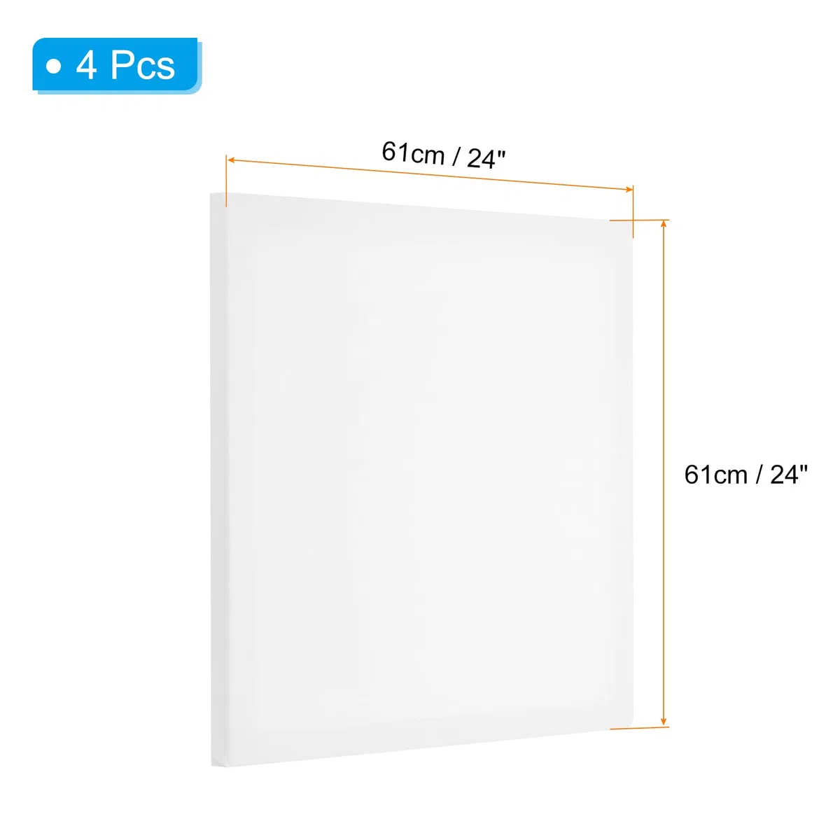 PATIKIL Lienzo Tensado, 4 Piezas 24" X 24" Lienzo Cuadrado Para Pintar Lienzo En Blanco Preparado Paneles De Lienzo De Algodón Para Pinturas Acrílicas Al Óleo Acuarelas, Blanco