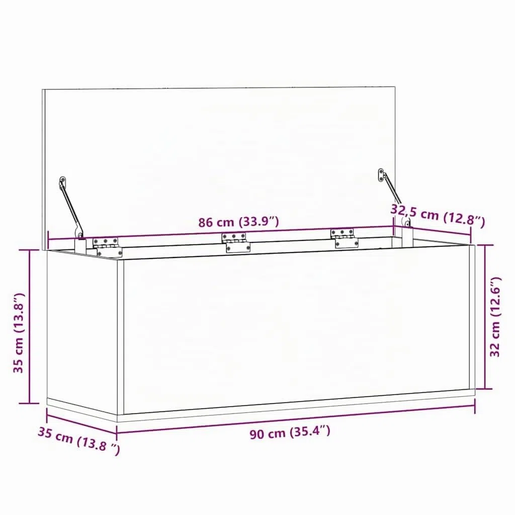 vidaXL Caja de almacenaje Madera de ingeniería Blanco 90x35x35 cm, Caja de Mantas, Cofre de Almacenamiento, baúl de Juguetes, Caja de Juguetes