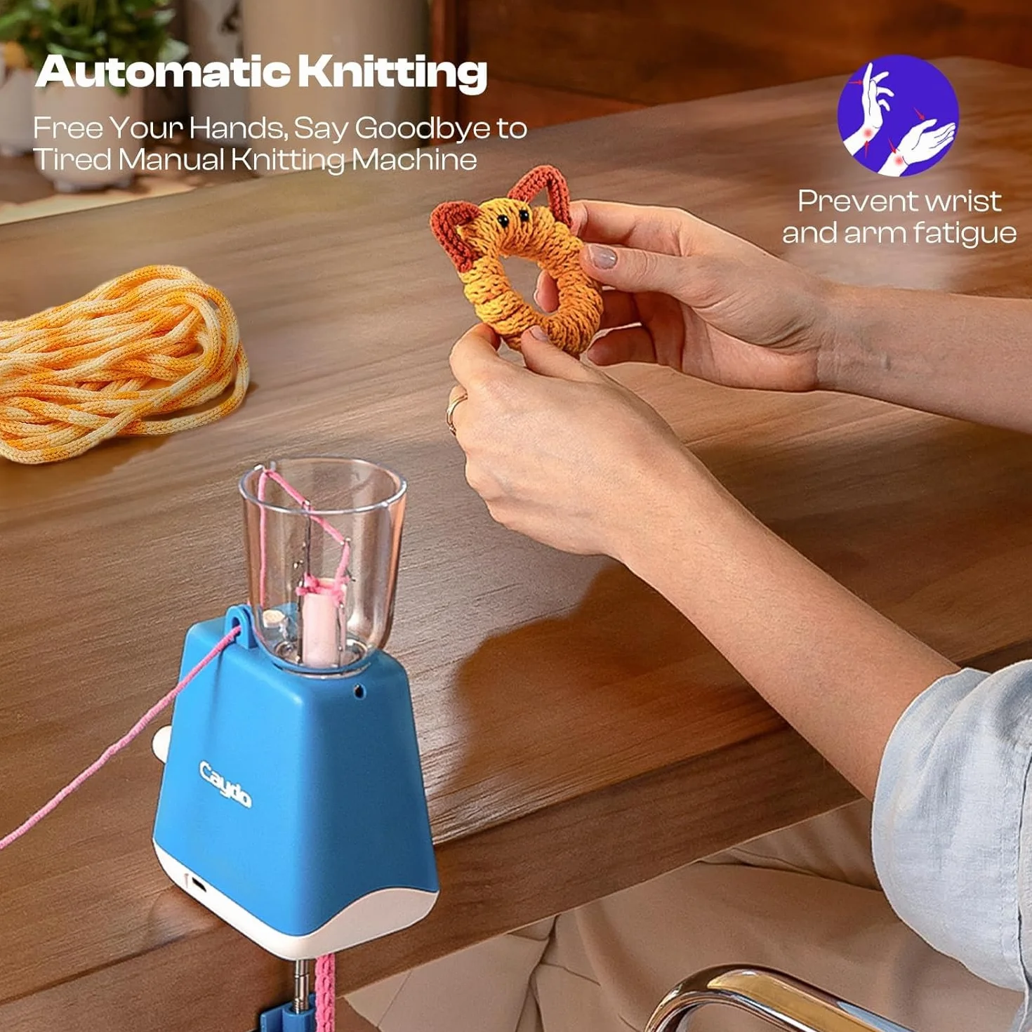 Caydo Tricotin Automatique, Machine de Tricotar Tejer, Eléctrico Máquina de Tejer, Mini Molino de Tejer, Herramienta de Tejer para el Hogar, DIY Máquina de Ganchillo para Adultos y Niños, Patente