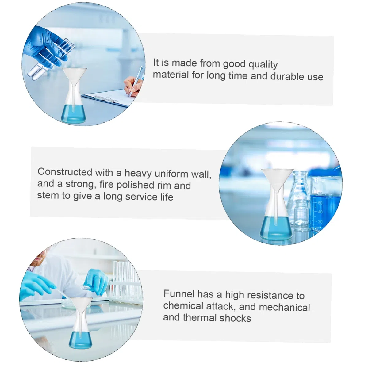 Alipis 8 Piezas embudo experimentos vaso Químico filtro equipos de laboratorio Multi herramientas colador herramienta resistente a la temperatura material de laboratorio de vidrio