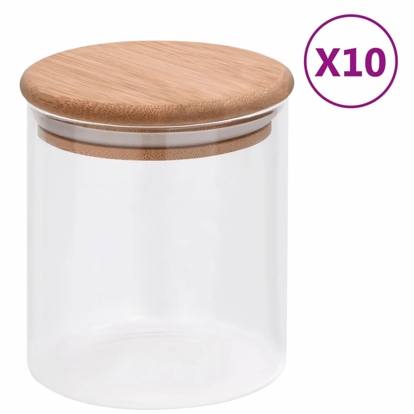 Homgoday Mobili - Tarros de cristal con tapa de bambú, 10 unidades, 600 ml, muebles de interior para salón, oficina, dormitorio