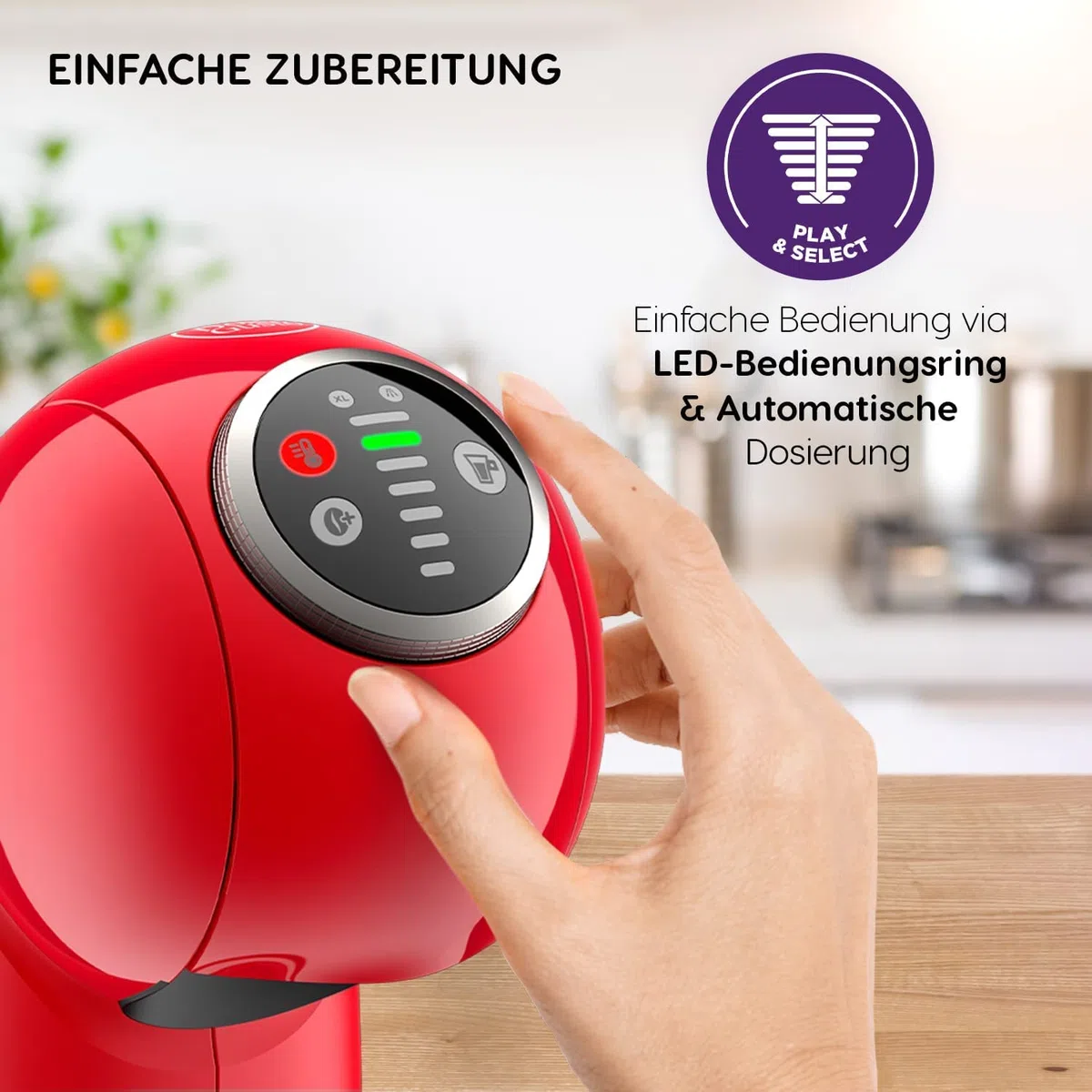 Krups Nescafé Dolce Gusto Genio S Plus KP3405. Cafetera de cápsulas, Eco, pantalla táctil, 4 ajustes temperatura, rojo