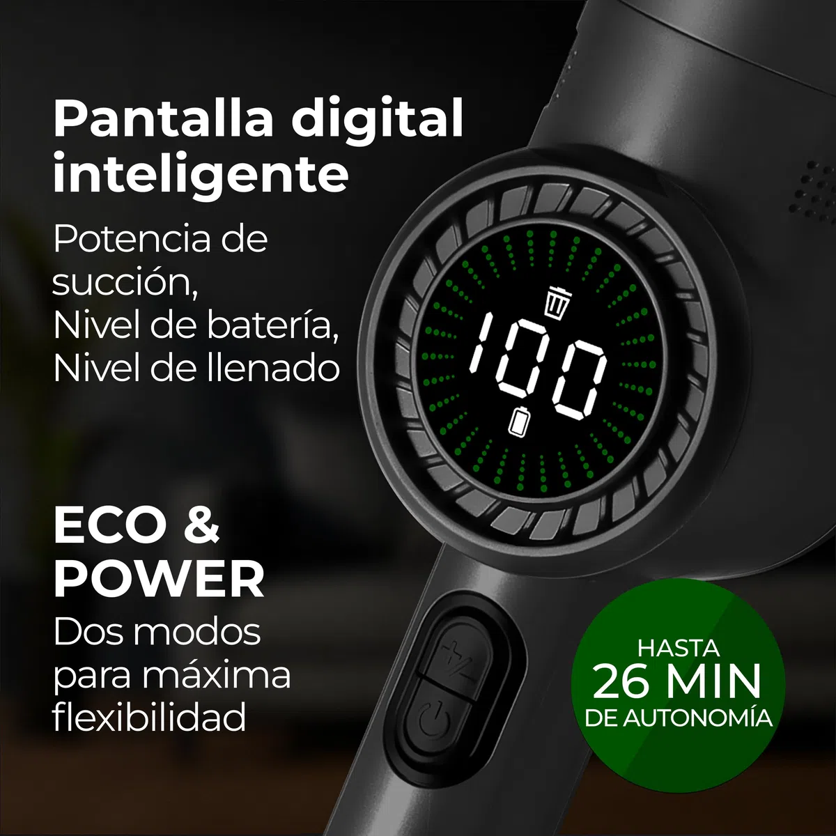 LEBENLANG Aspirador de Mano Potente 17000PA - Incl. Potente batería Recargable & Soporte con función de Carga I Aspirador Coche Aspiradora de Mano sin Cable Coche Sofa aspiradoras