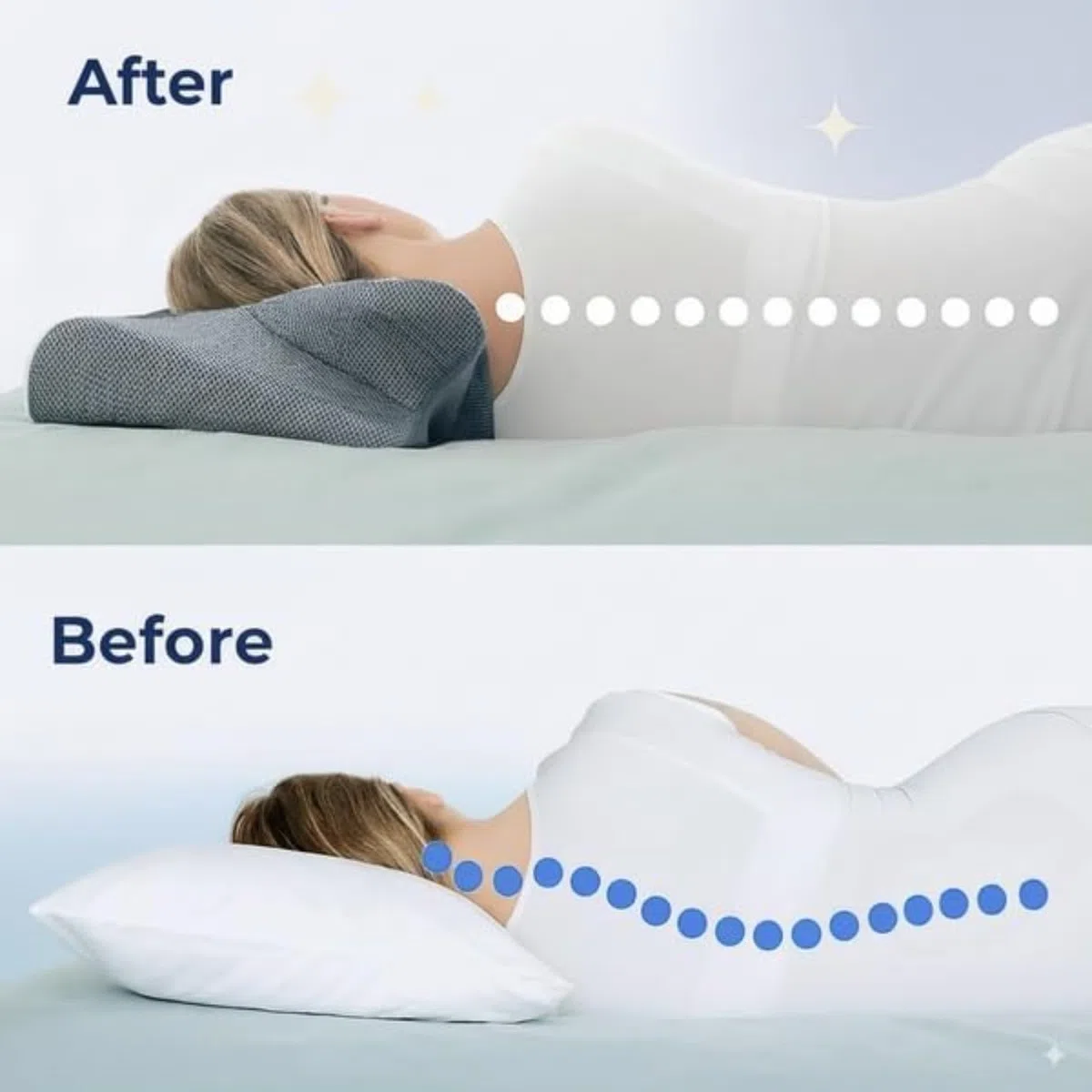 Almohada ortopédica antironquidos para la apnea del sueño, soporte para el cuello, espuma viscoelástica transpirable para todas las posiciones de sueño, adultos