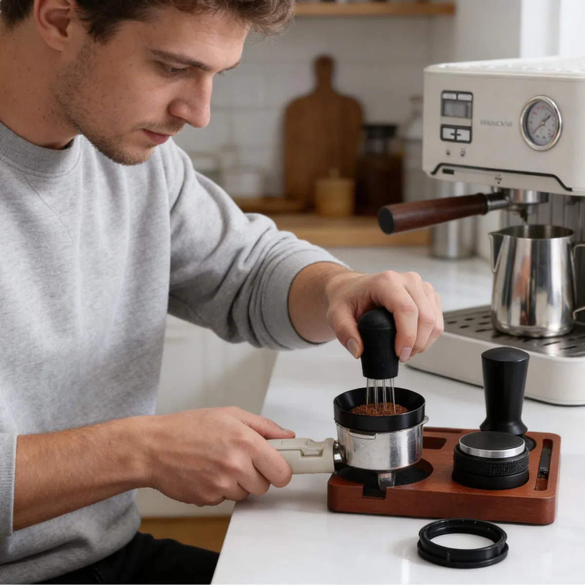 Tamper set | Juego de tamper universal antideslizante de 7 piezas - Accesorios para y nivelador - para doméstico, cocina, estudio, espacio comercial y oficina