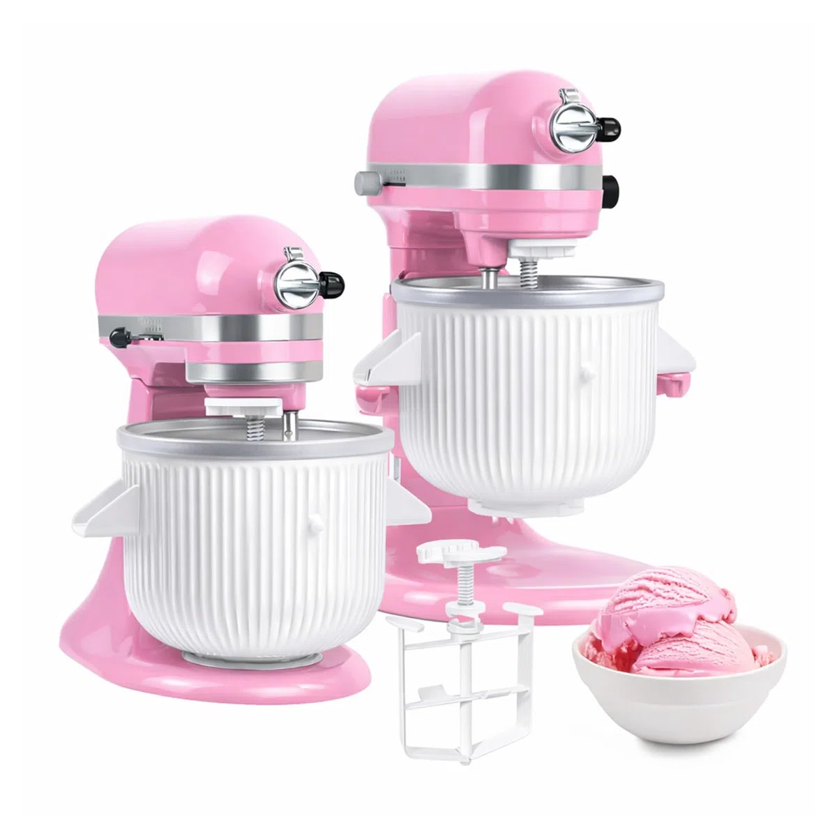 Accesorio para Máquina de Helados para KitchenAid Batidora – Compatible con Modelos 4.5QT, 5QT y 6QT Tilt-Head y Bowl-Lift – Cuenco de 1.9L para Helado, Sorbete, Gelato y Yogurt Congelado