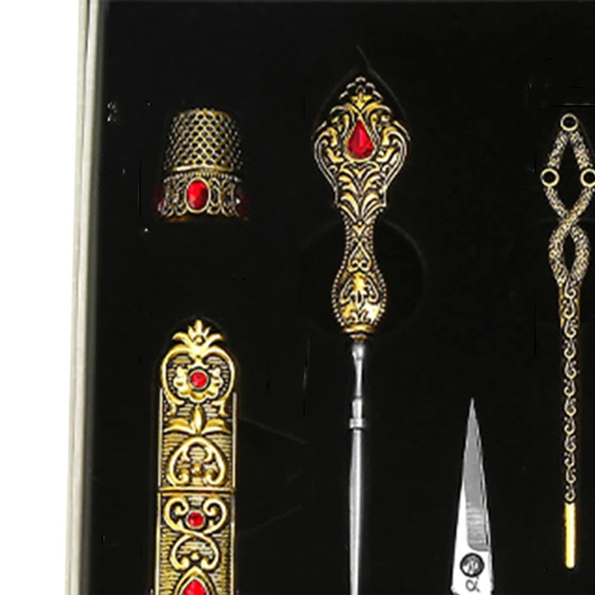 Kit de Bordado, Kit de Costura, Herramientas de Costura, Estuche Portátil para Agujas, Juego de Tijeras de Costura, Tijeras de Sastre para Manualidade, Oro, Individual