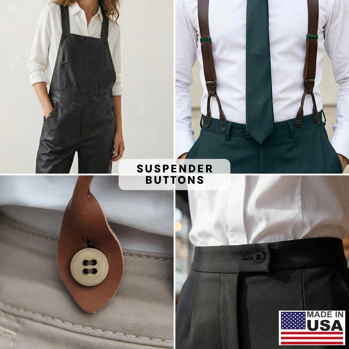 buttonmode Universal Suspender botones para pantalones, 17 mm 12 unidades