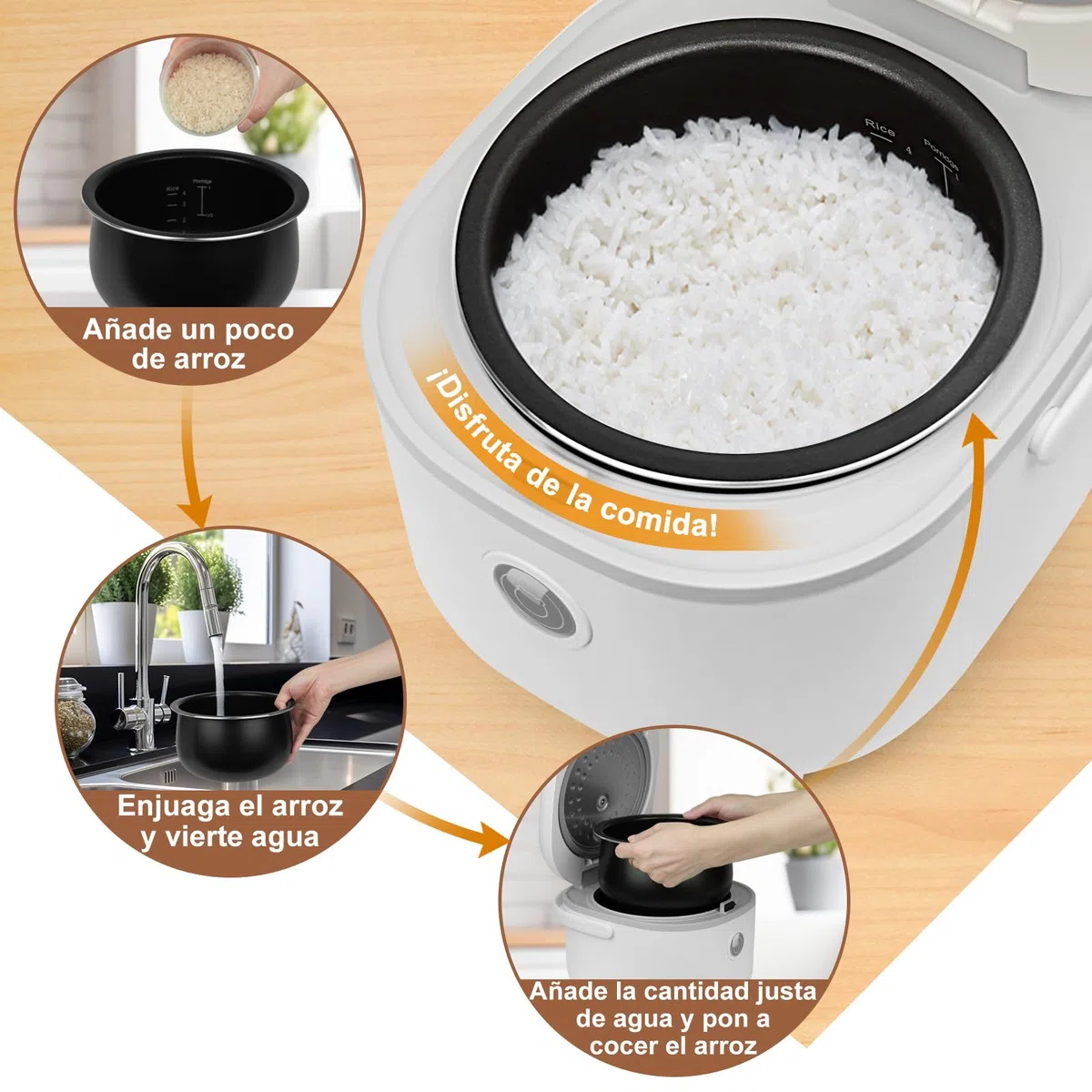 Bear Arrocera de 4 Tazas (sin cocer) con Vaporera, Mini Rice Cooker Multifuncional de 350W,6 Funciones de Cocción de arroz para 2-4 Personas,Blanco