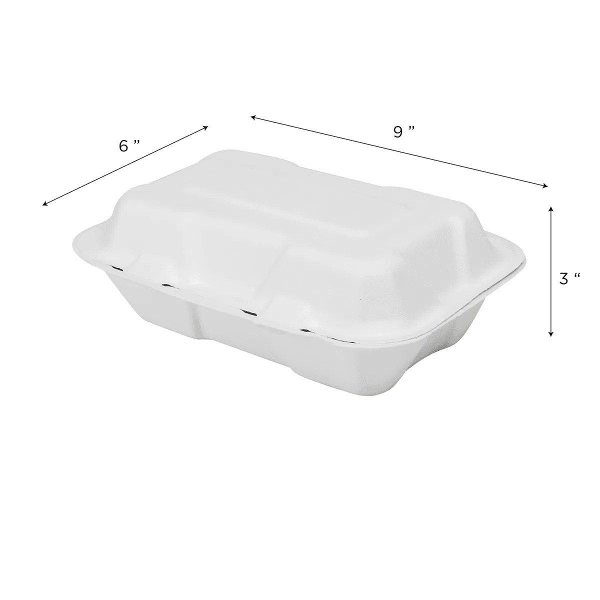 KARAT EARTH Contenedores de bagazo compostables sin PFAS de 9 x 6 pulgadas, KE-BHC96-1CFF, 200 unidades