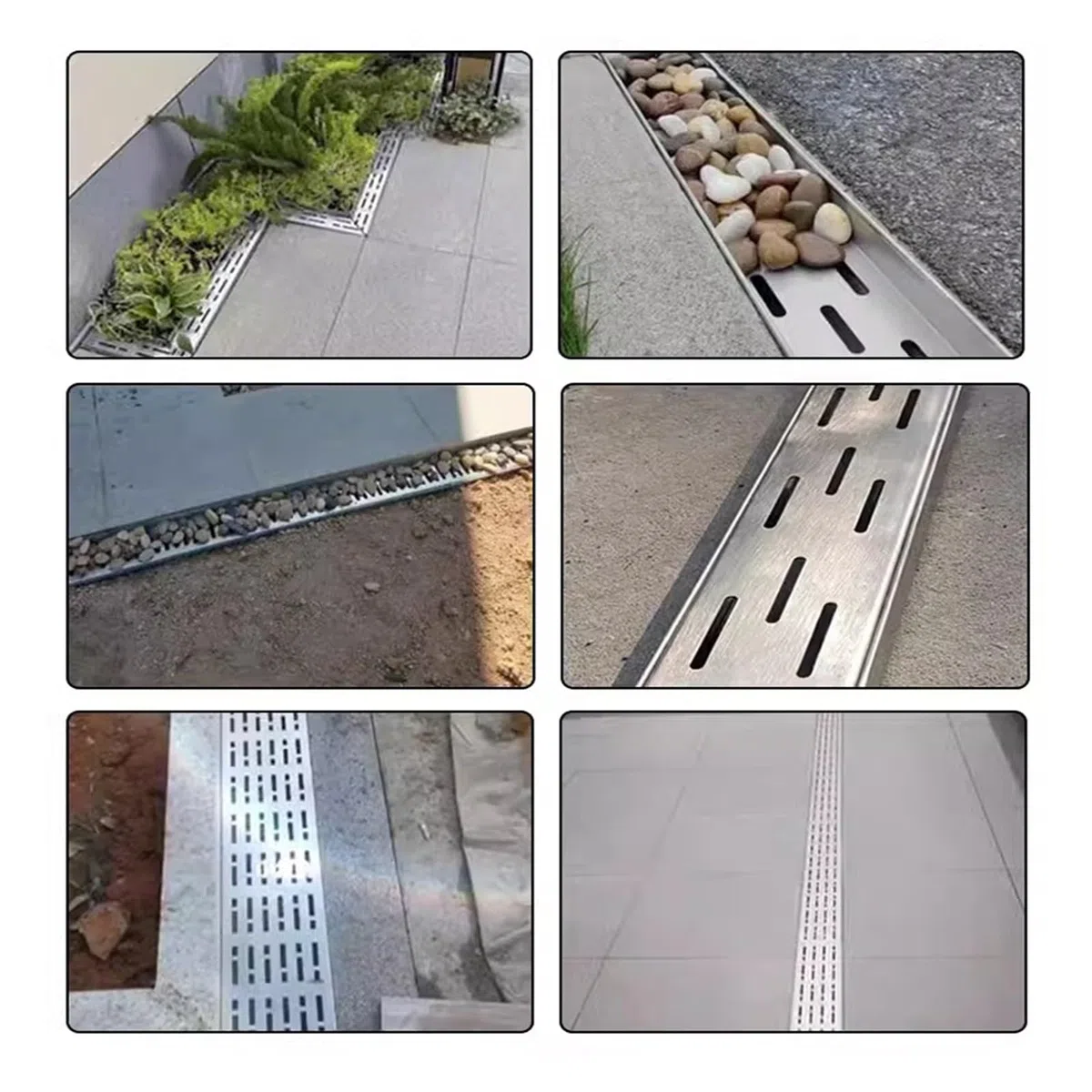 Canal Drenaje para terraza Piscina, Kit de Drenaje de Canal Acero Inoxidable, Paquete 2 Cubiertas canaleta para jardín, acera y estacionamiento(100 * 15 * 4cm)