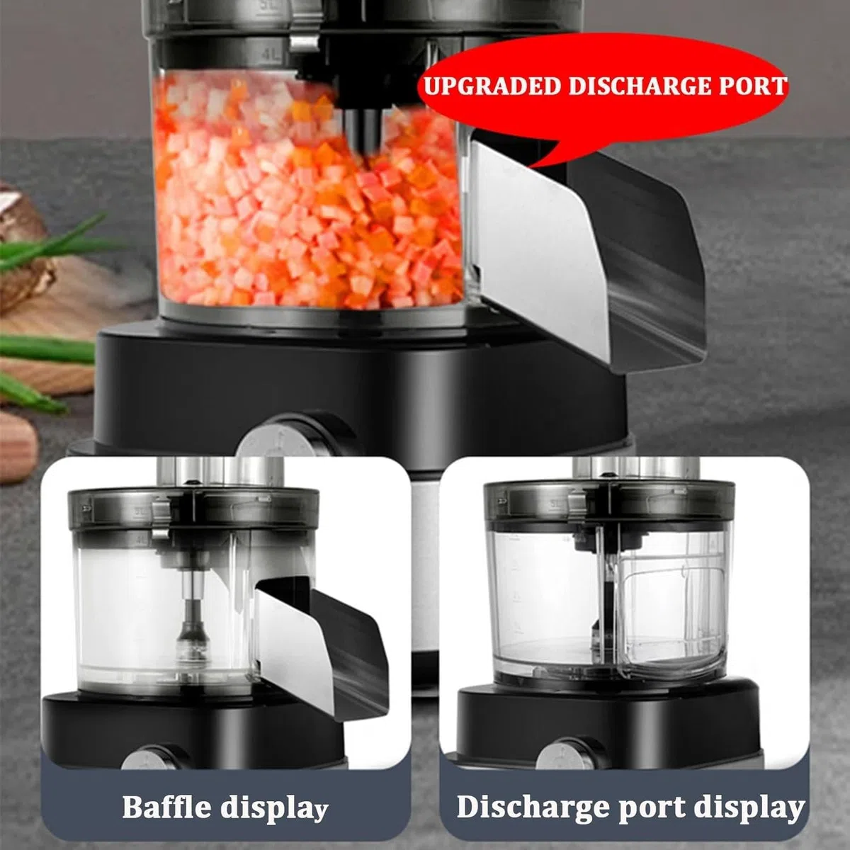 Cortador eléctrico de verduras, procesador de alimentos comercial, molinillo de carne multifuncional con 5 moldes y 2 ajustes de velocidad para cebollas, papas, zanahorias