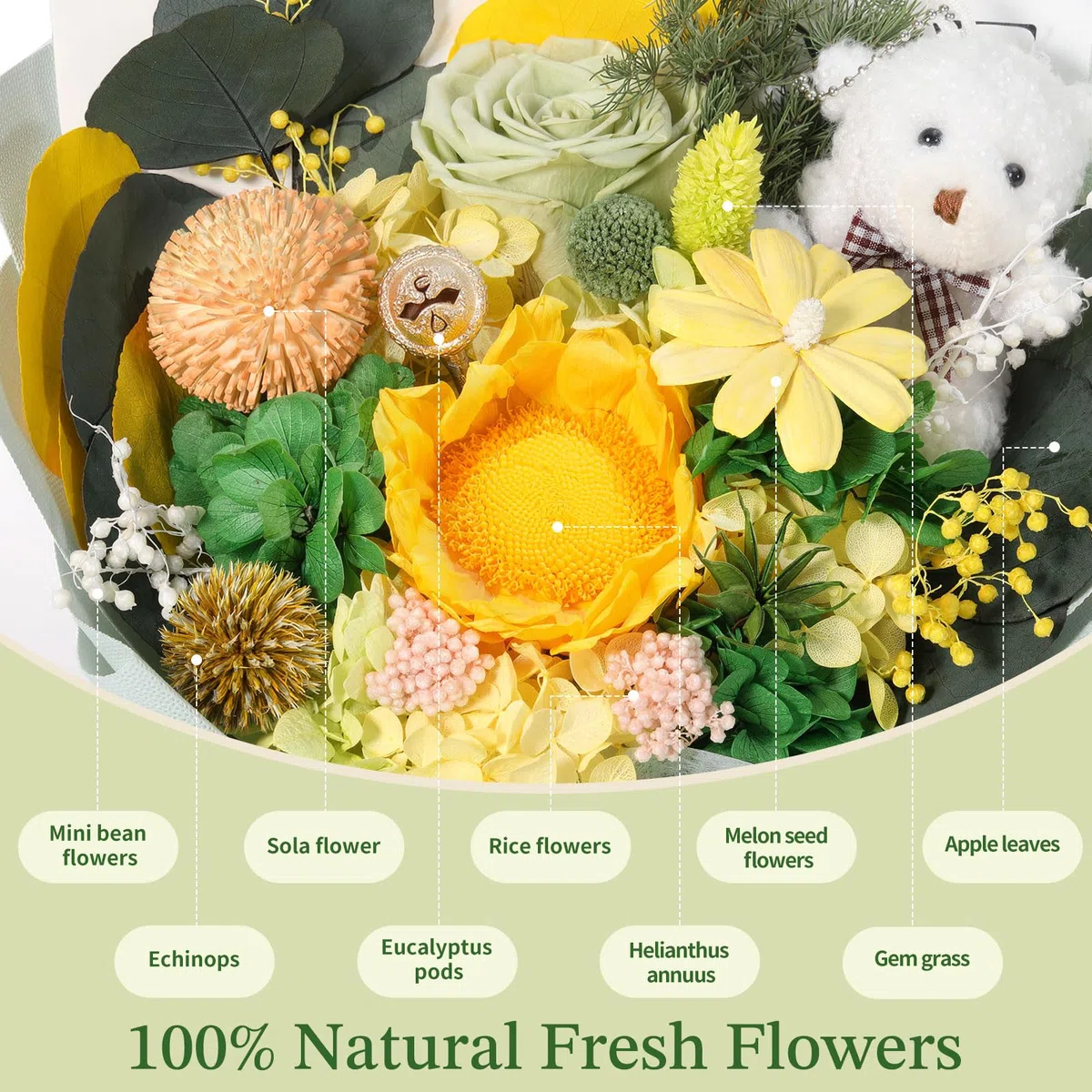 Emibele Ramo Girasoles Preservados, Flores para Entrega Prime, Ramos Flores Eternas, Cumpleaños Aniversario San Valentin Día Madre Graduación Regalos Flores para Ella Mujeres Esposa Madre Amigas