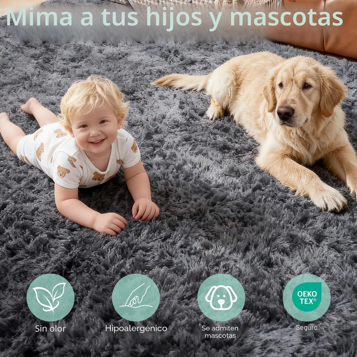 CHOSHOME Alfombra Shaggy para Salón, Habitación de los Niños y Dormitorio - Interior Suave de Pelo Largo, Antideslizante Muy Suave (Gris, 200X290cm)