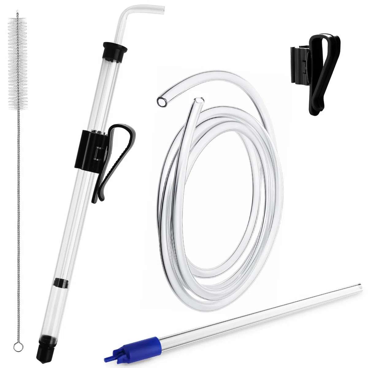 Sifón automático de 14 pulgadas con varilla de embotellado de 3/8 pulgadas, sifón automático para cerveza y vino, sifón automático con tubo de silicona de 5.5 pies y abrazadera, embotellado sin