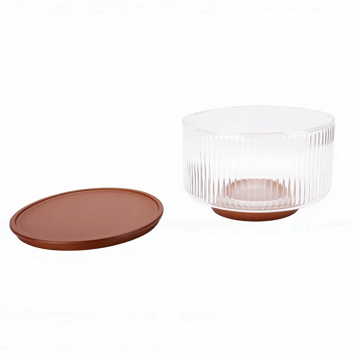 Juego de Ensaladera de Vidrio, Base y Tapa de Madera, Tazón Grande para Mezclar para Servir de 5,7 L, Frutero de Vidrio Transparente para Reuniones Familiares, Fiestas, Mesa de Cena (Medio)